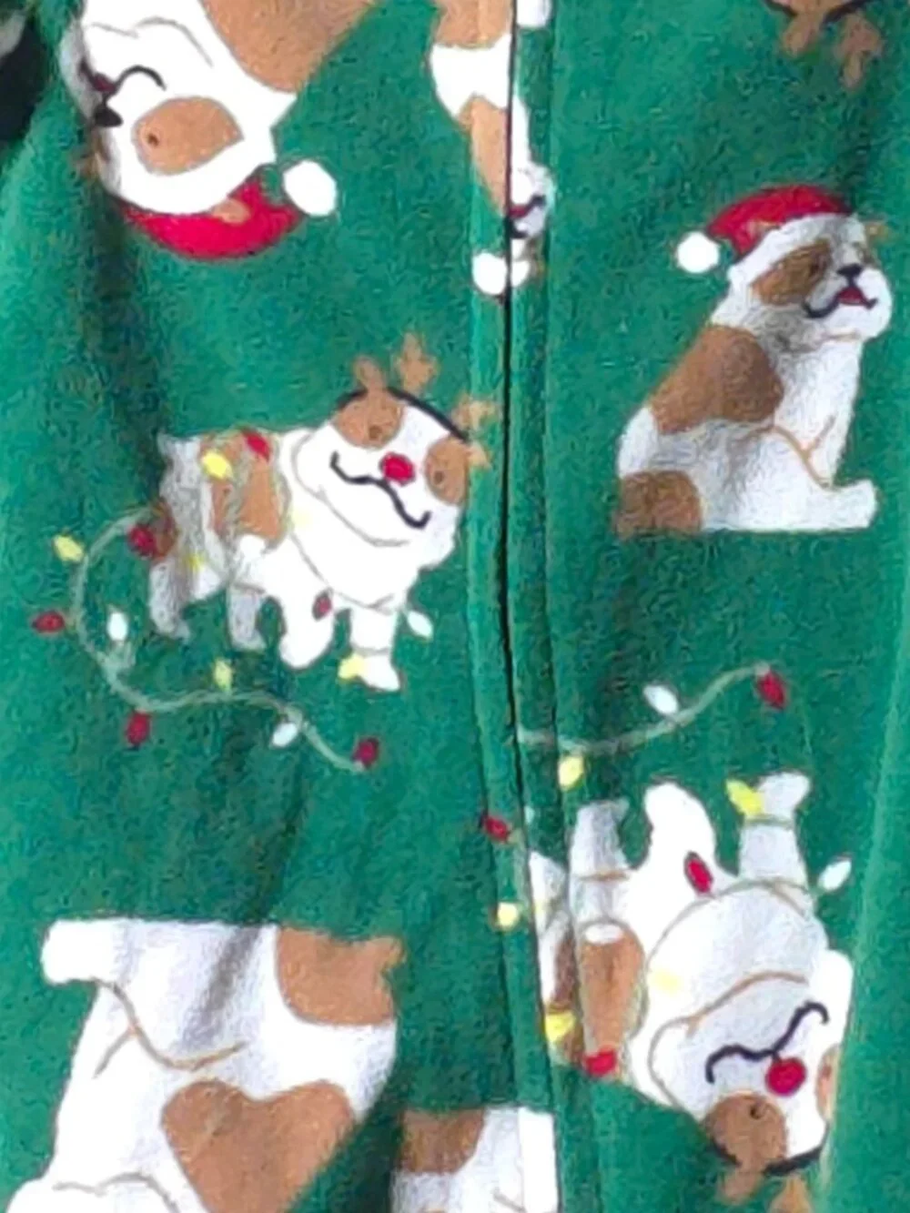 Carter’s Bulldog Christmas Footie Pajamas 3-6M Green Holiday Sleeper Baby